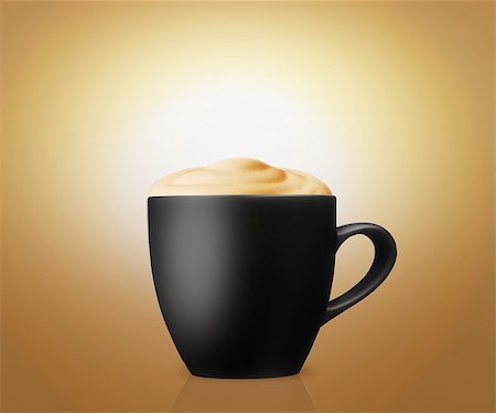 black cup of cappuccino with big foam. Stock Photo - Budget Royalty-Free & Subscription, Code: 400-07288219