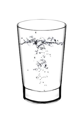 dehydrated - A glass of water and water splahes on white background Foto de stock - Super Valor sin royalties y Suscripción, Código: 400-07288724
