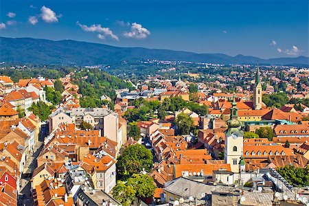 simsearch:400-07771401,k - Zagreb, Capital of Croatia aerial view - colorful rooftops and church towers Photographie de stock - Aubaine LD & Abonnement, Code: 400-07294766