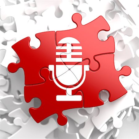 simsearch:400-06954069,k - Microphone Icon on Red Puzzle. Sound Concept. Photographie de stock - Aubaine LD & Abonnement, Code: 400-07296226
