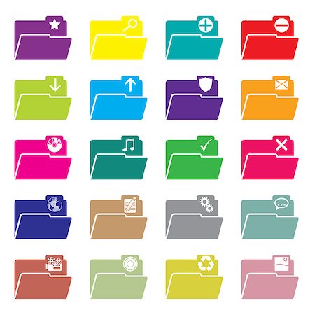favorite - Flat design folder icon set of 20 Foto de stock - Super Valor sin royalties y Suscripción, Código: 400-07297465