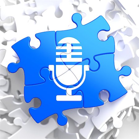 simsearch:400-06954069,k - Microphone Icon on Blue Puzzle. Sound Concept. Photographie de stock - Aubaine LD & Abonnement, Code: 400-07297616