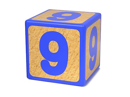 subtracting - Number 9 on Blue Wooden Childrens Alphabet Block Isolated on White. Educational Concept. Stock Photo - Budget Royalty-Free & Subscription, Code: 400-07297710
