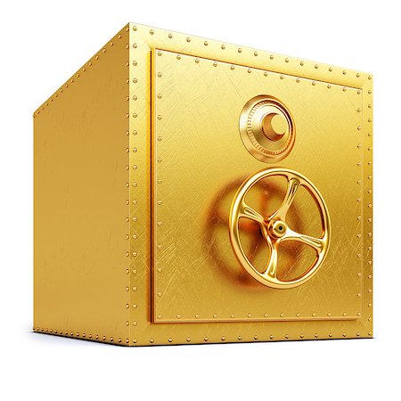 golden safe. isolated on white background. Stock Photo - Budget Royalty-Free & Subscription, Code: 400-07297995