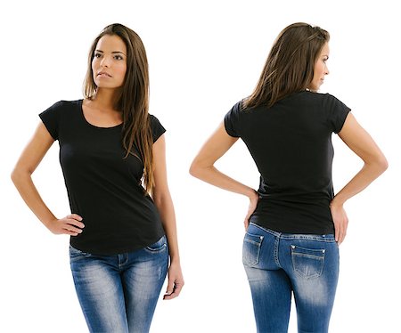 sumners (artist) - Young beautiful sexy female with blank black shirt, front and back. Ready for your design or artwork. Stock Photo - Budget Royalty-Free & Subscription, Code: 400-07298227