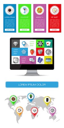 simsearch:400-06880792,k - Ui, infographics and web elements including flat design. Vector illustration. Stock Photo - Budget Royalty-Free & Subscription, Code: 400-07298312