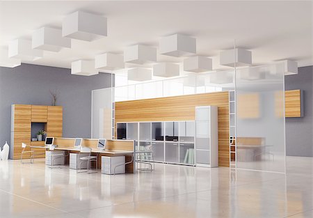empty room 3d rendering - the modern office interior design Stock Photo - Budget Royalty-Free & Subscription, Code: 400-07298645