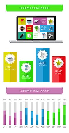 simsearch:400-06880792,k - Ui, infographics and web elements including flat design. Vector illustration. Stock Photo - Budget Royalty-Free & Subscription, Code: 400-07298830
