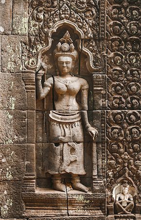 Apsara sculptures in Wat Phu at Lao Stock Photo - Budget Royalty-Free & Subscription, Code: 400-07299021