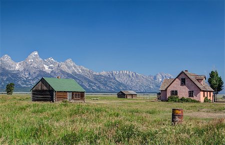 The iconic John Moulton homestead in Grand Teton in Wyoming in USA Stock Photo - Budget Royalty-Free & Subscription, Code: 400-07290530