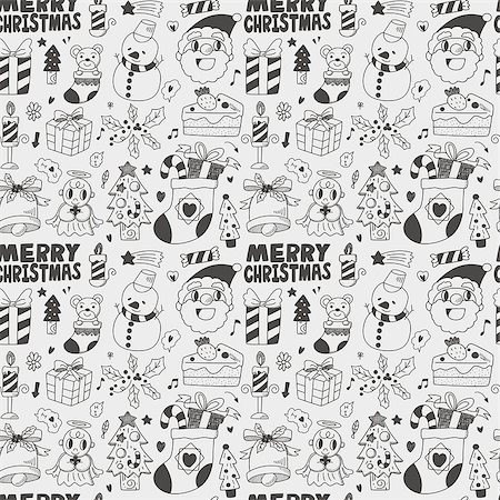 peace backdrop - Seamless Doodle Christmas pattern Stock Photo - Budget Royalty-Free & Subscription, Code: 400-07290679