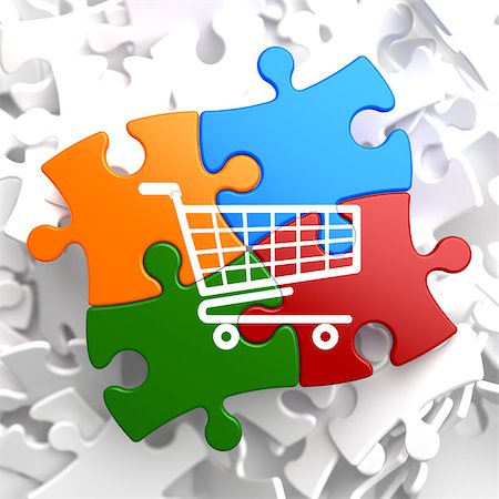 simsearch:700-01163575,k - Icon of Shopping Cart on Multicolor Puzzle. Stock Photo - Budget Royalty-Free & Subscription, Code: 400-07290957