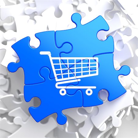 simsearch:700-01163575,k - Icon of Shopping Cart on Blue Puzzle. Stock Photo - Budget Royalty-Free & Subscription, Code: 400-07290984
