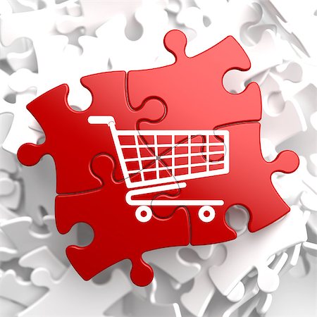 simsearch:700-01163575,k - Icon of Shopping Cart on Red Puzzle. Stock Photo - Budget Royalty-Free & Subscription, Code: 400-07291450