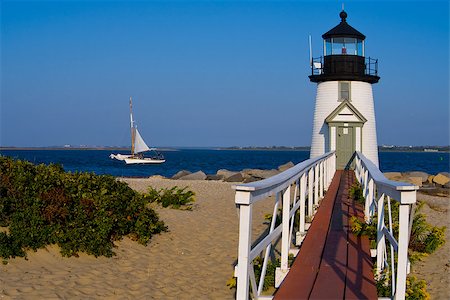 Brant Point Lighthouse is located in Nantucket Island in Massachusetts. It has the distinction of having been rebuilt the most number of times in new England with its low location to the seashore. It has been rebuilt 9 times. Stock Photo - Budget Royalty-Free & Subscription, Code: 400-07291779