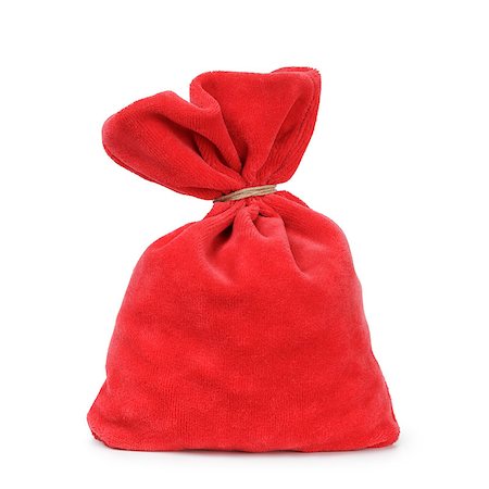 simsearch:400-04149556,k - red santas bag from velvet fabric tied with rope, isolated on white Stock Photo - Budget Royalty-Free & Subscription, Code: 400-07292223