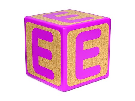 simsearch:400-04331637,k - Letter E on Pink Wooden Childrens Alphabet Block  Isolated on White. Educational Concept. Stock Photo - Budget Royalty-Free & Subscription, Code: 400-07292300