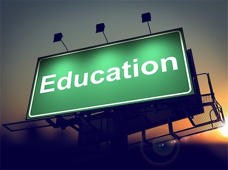 simsearch:400-06744483,k - Education - Green Billboard on the Rising Sun Background. Stock Photo - Budget Royalty-Free & Subscription, Code: 400-07292370