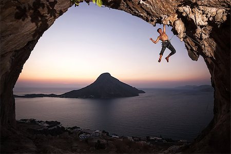 Rock climber at sunset. Kalymnos Island, Greece. Stock Photo - Budget Royalty-Free & Subscription, Code: 400-07292726