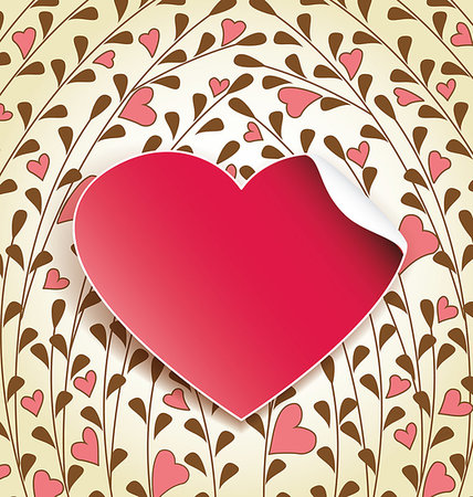 simsearch:400-06472080,k - Sticker on background with hearts Stock Photo - Budget Royalty-Free & Subscription, Code: 400-07305916