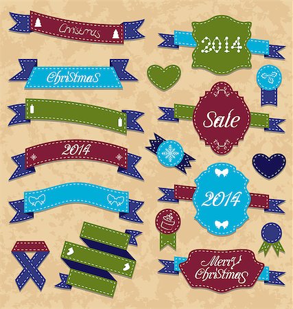 simsearch:400-07222092,k - Illustration Christmas set geometric labels and ribbons - vector Stock Photo - Budget Royalty-Free & Subscription, Code: 400-07306103