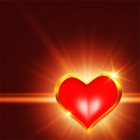 simsearch:400-05887181,k - 3d shining golden heart with rays of light over red background Stock Photo - Budget Royalty-Free & Subscription, Code: 400-07306114