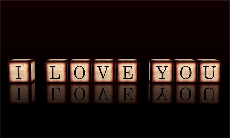 simsearch:400-05887181,k - 3d wooden cubes over black with letters makes text I love you, retro concept Stock Photo - Budget Royalty-Free & Subscription, Code: 400-07306118