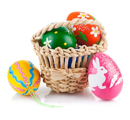easter eggs in basket isolated on white background Stock Photo - Budget Royalty-Free & Subscription, Code: 400-07306161