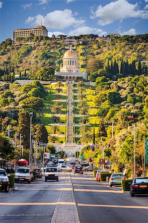 A view to the Hanging Gardens of Haifa on Mount Carmel in Haifa, Israel Stock Photo - Budget Royalty-Free & Subscription, Code: 400-07306577