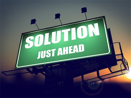 simsearch:400-05744172,k - Solution Just Ahead - Green Billboard on the Rising Sun Background. Stock Photo - Budget Royalty-Free & Subscription, Code: 400-07306632