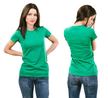 sumners (artist) - Photo of a beautiful brunette woman with blank green shirt. Ready for your design or artwork. Stock Photo - Budget Royalty-Free & Subscription, Code: 400-07306714