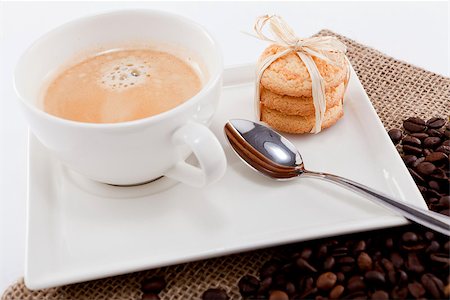 simsearch:400-07305144,k - fresh aromatic coffee and cookies on wooden table Stock Photo - Budget Royalty-Free & Subscription, Code: 400-07307188