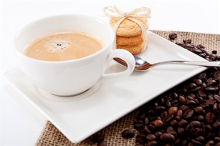 simsearch:400-07305144,k - fresh aromatic coffee and cookies on wooden table Stock Photo - Budget Royalty-Free & Subscription, Code: 400-07307190