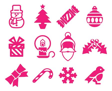 robin - A set of modern Christmas icons including snowman, Santa and snowflake Stock Photo - Budget Royalty-Free & Subscription, Code: 400-07307657