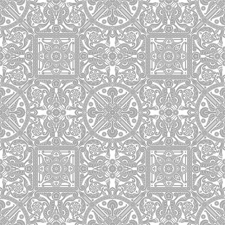 Vintage seamless tiling floral wallpaper pattern reminiscent of floral middle eastern ornament Stock Photo - Budget Royalty-Free & Subscription, Code: 400-07307661