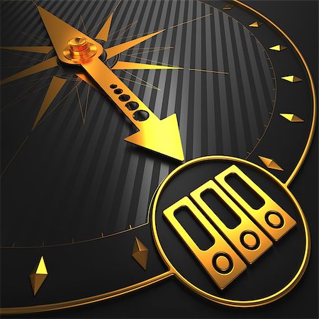 Icon of Folders - Golden Compass Needle on a Black Field Pointing. Stock Photo - Budget Royalty-Free & Subscription, Code: 400-07308174