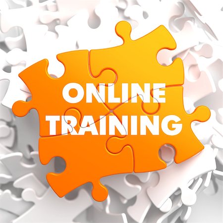 simsearch:400-06744483,k - Online Training on Orange Puzzle on White Background. Stock Photo - Budget Royalty-Free & Subscription, Code: 400-07309038
