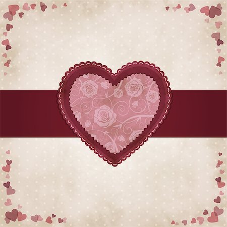 rose heart pattern - Vector illustration with beautiful vintage heart by Valentines Day Stock Photo - Budget Royalty-Free & Subscription, Code: 400-07309117