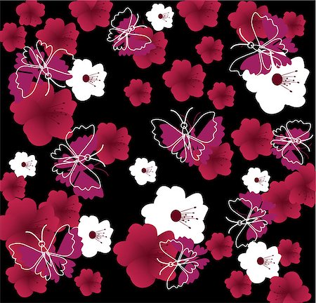sakura flower pattern - vector cherry blossom Stock Photo - Budget Royalty-Free & Subscription, Code: 400-07309266
