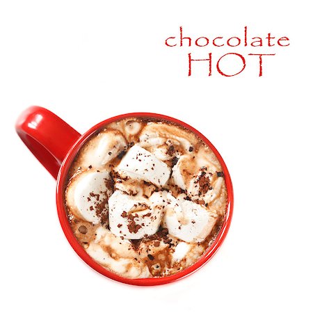 simsearch:700-03698239,k - Hot chocolate with marshmallow in a red mug close-up. Stock Photo - Budget Royalty-Free & Subscription, Code: 400-07300169