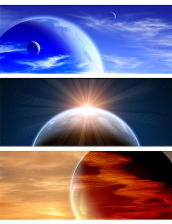 simsearch:400-07291880,k - Collection of banners with beautiful space scenes Stock Photo - Budget Royalty-Free & Subscription, Code: 400-07300564