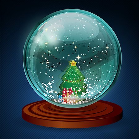 Vector snow ball with christmas tree and presents. Stock Photo - Budget Royalty-Free & Subscription, Code: 400-07301929