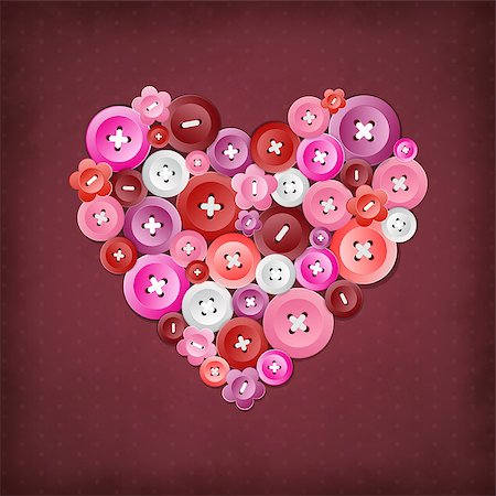 Vector illustration with a decorative heart of the colored buttons Stock Photo - Budget Royalty-Free & Subscription, Code: 400-07303116