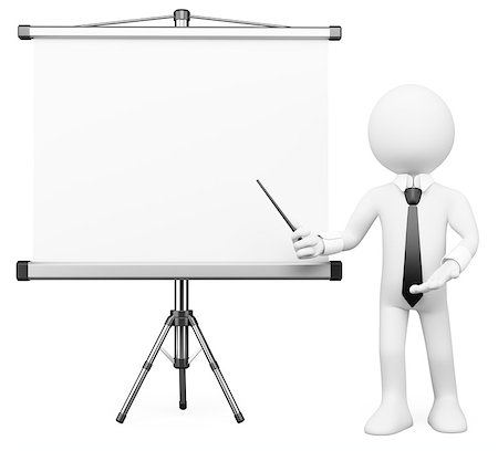 simsearch:632-05604064,k - 3d white business person showing a projection screen. Isolated white background. Stock Photo - Budget Royalty-Free & Subscription, Code: 400-07314882