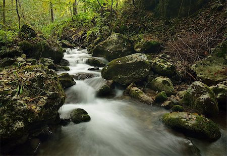 simsearch:400-05722881,k - View on the small river cascade over stones in forest Stock Photo - Budget Royalty-Free & Subscription, Code: 400-07314925