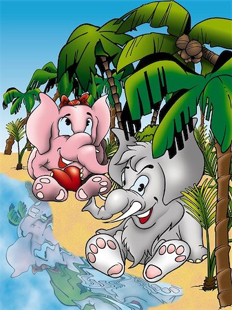 simsearch:400-04396497,k - Elephants - Cartoon Background Illustration, Bitmap Stock Photo - Budget Royalty-Free & Subscription, Code: 400-07317549