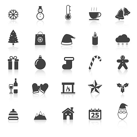 simsearch:400-04149556,k - Winter icons with reflect on white background, stock vector Stock Photo - Budget Royalty-Free & Subscription, Code: 400-07317884