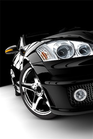 A modern and elegant black car illuminated Stock Photo - Budget Royalty-Free & Subscription, Code: 400-07318121