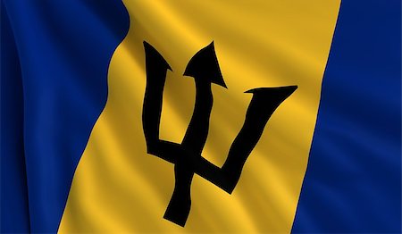 simsearch:400-06086537,k - A flag of Barbados in the wind Stock Photo - Budget Royalty-Free & Subscription, Code: 400-07318130