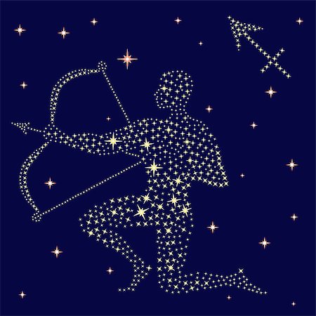 sagittarius - Zodiac sign Sagittarius on a background of the starry sky, vector illustration Stock Photo - Budget Royalty-Free & Subscription, Code: 400-07318675